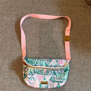 Lilly Pulitzer Pink and Green Crossbody Bag with Adjustable Straps